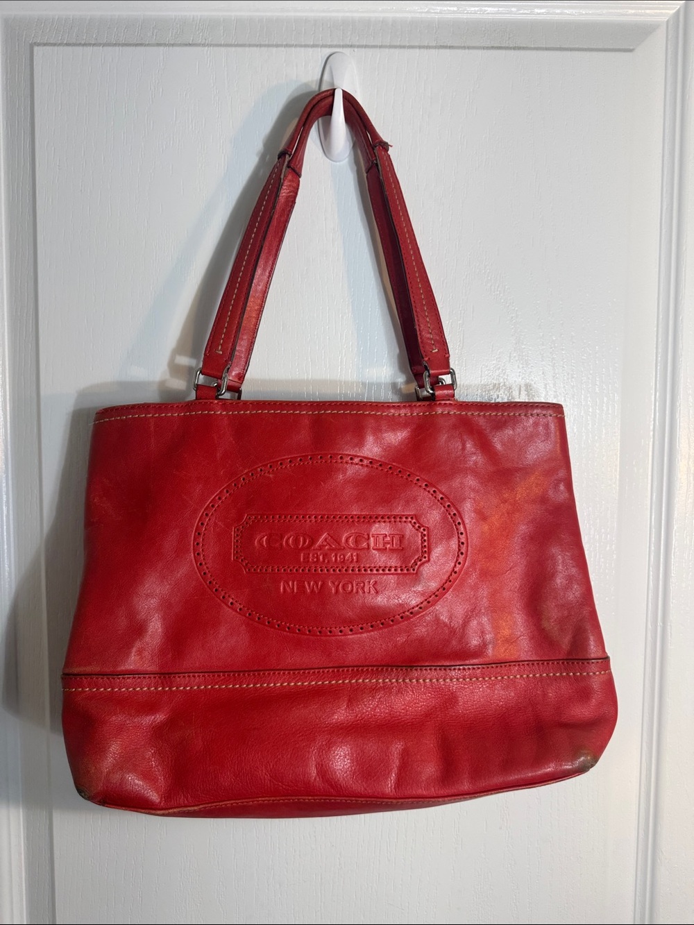 Coach Red Leather Tote Bag - Coach New York